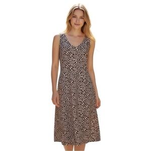 APT.9 Midi Sleeveless Dress, Tie Back with Pockets, Brown/White Abstract, Sz XL